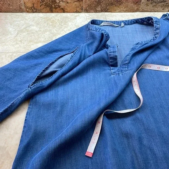 Soft Surroundings Women’s Blouse Cold Shoulder Split Neck Blue Size S - Picture 8 of 10